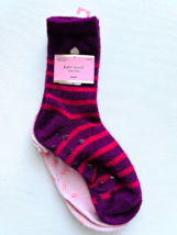 Kate Spade Set of 2 Non-Slip Fuzzy Gripper Slipper Socks Stripe Purple /... - £50.59 GBP