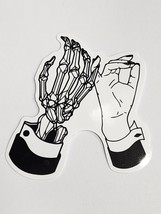Skeleton and Hand Holding Pinkies Black and White Sticker Decal Embellishment - £1.80 GBP