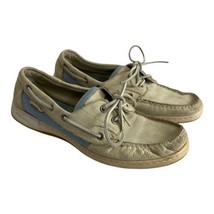 Sperry Top Sider Womens Shoes Size 9.5 Off White Leather Blue Boat Comfo... - $21.39