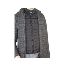 Men RENOIR Wool Blend Charcoal Gray English Plaid 3/4 Length Coat 43-18-095 image 2