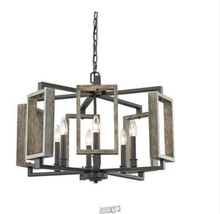 6-Light Aged Bronze Pendant with Wood Accents Dimmable Mediterranean Rustic - £156.22 GBP