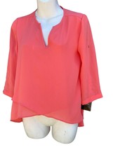 Alfani petite Womens Blouse Sheer Knit Top 2P new high low pink vtg Y2K - $15.83