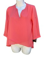 Alfani petite Womens Blouse Sheer Knit Top 2P new high low pink vtg Y2K - $15.83