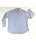 Peter Millar Blue Striped Long Sleeve Button Front Dress Shirt Mens X La... - £30.52 GBP