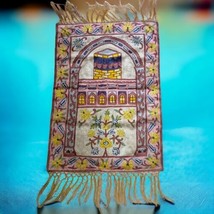 Silk Embroidered Tapestry Wall Decor Handmade Fringe Boho Ethnic Bohemian Prayer - £63.70 GBP