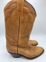 Frye Cowboy Boots Mens 9.5D Made USA Brown Leather Western Logo Missing 1 Insole - £99.91 GBP