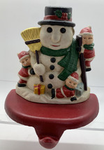 Vintage Elves Children Building A Snowman Cast Iron Christmas Stocking Holder - £31.94 GBP