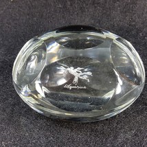 Vintage Glass Aquarius Zodiac Etched 4&quot; Round Paperweight w/ Pentagon Ov... - $48.49