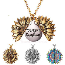 You Are My Sunshine Engraved Necklace Romantic Sunflower Jewelry Women Fashion - £7.98 GBP