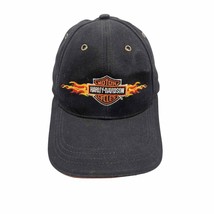 Harley-Davidson Men&#39;s Bar &amp; Shield Cap Black Orange Flames Adjustable On... - $15.84