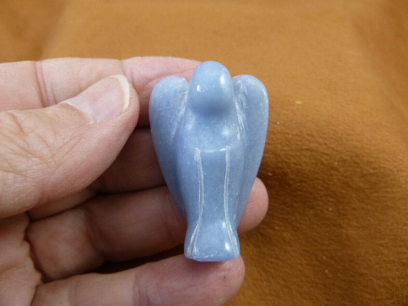 (Y-ANG-54) Blue Angelite Guardian Angel GEMSTONE stone figurine love angels - $15.88