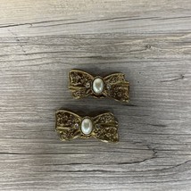 Gold Tone Bow Shaped Shoe Clips - £10.50 GBP