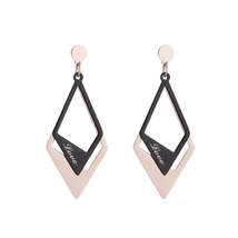 Black Acrylic &amp; 18K Rose Gold-Plated &#39;Love&#39; Stacked Rhombus Drop Earrings - £12.17 GBP