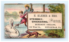 H. Kleberg &amp; Bros Steinway, Chickering Pianos Victorian Trade Card - $13.86
