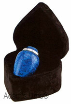 Cobalt Blue Alloy 3&quot; Size Funeral Cremation Urn Keepsake with Velvet Heart Box - £55.12 GBP