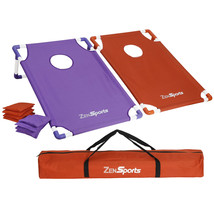 Cornhole Toss Game Collapsible Portable Set With 8 Cornhole Bean Bags (3 X 2Ft) - £46.35 GBP