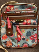 Lily Bloom Light Blue Owls Cross body Shoulder Bag Purse Handbag Excelle... - $23.98