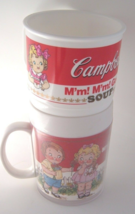 Vtg Campbells Kids Soup Plastic Mugs lot of 2 1992 Anchor Hocking &amp; Thermo-Serv - £7.85 GBP