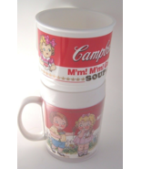 Vtg Campbells Kids Soup Plastic Mugs lot of 2 1992 Anchor Hocking &amp; Ther... - $9.85