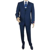 Mens Renoir 3 Piece Vested Suit Glenn Plaid Notch Lapel Business 278-2 Navy Blue image 13