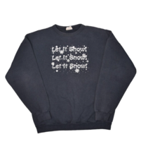Vintage 90s Let It Snow Sweatshirt Size XL Black Winter Crewneck Christmas - $31.87