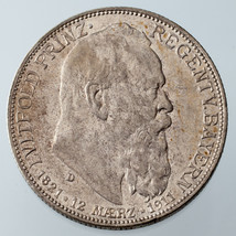 1911-D Alemán Estados Baviera 2 Marks 90th Cumpleaños Km # 997 XF Au - $51.86