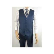 Men Suit BERLUSCONI Turkey 100% Italian Wool Super 180's Vested #Ber1 Navy Blue image 8