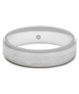 Mens Wedding Band Platinum 6mm Matt Finish with diamond skimmed angled e... - $1,869.09