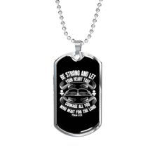 All Wait For The Lord Psalm 31:24 Necklace Stainless Steel or 18k Gold Dog Tag  - £38.11 GBP+