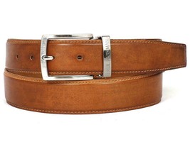 Paul Parkman Mens Belt Leather Tobacco Italian Calfskin Hand-Painted B01-CML - £118.51 GBP