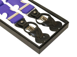 ELEGANT Suspenders Clip on and Button Option for Slacks or Suit Pants Purple image 3