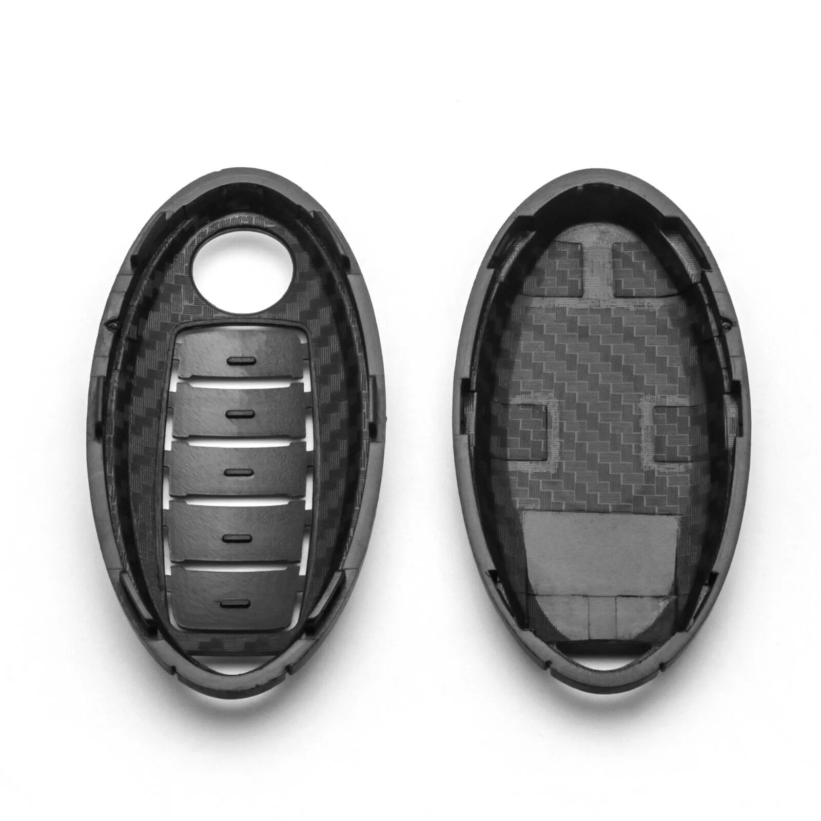 1pcs 5 Button Matte Black Car Key Case Carbon Fiber Style Smart Key Fob Cover - £8.42 GBP