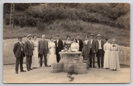 RPPC Victorians at Drinking Fountain Large Dippers for Water Photo Postc... - £11.42 GBP