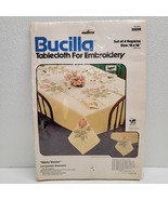 Bucilla Embroidery Kit Misty Roses Set Of 4 Cloth Napkins 16&quot; x 16&quot; Vintage - $49.40