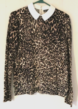 Cable &amp; Gauge blouse size L women leopard print long sleeve - $12.82