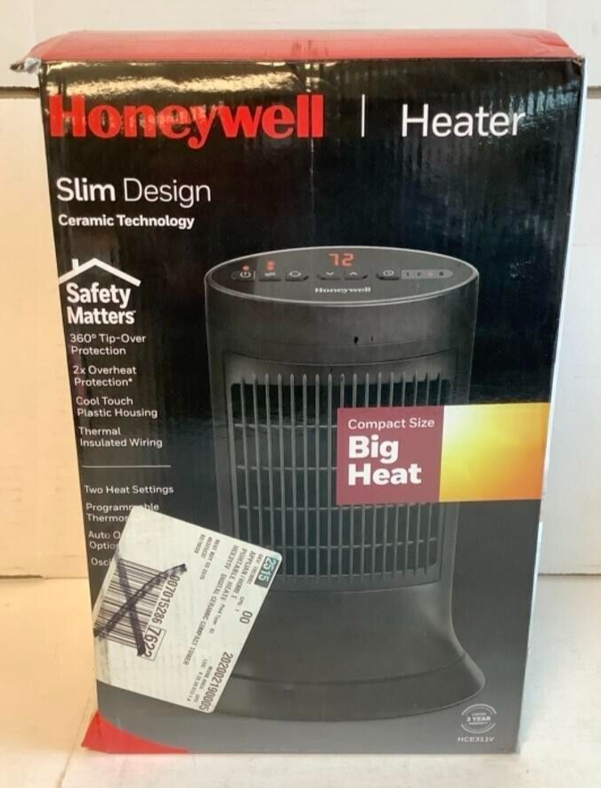 NEW Honeywell HCE311V Ceramic Oscillation Compact Tower Heater SLATE GRAY - $44.49