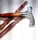 Silver Head Handle Spiral Wooden Walking Stick Cane Beautiful for Men an... - $703.08 MXN