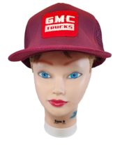 Vintage GMC Trucks Patch Red Mesh Trucker Hat Snapback Young An Adjustable - £19.05 GBP