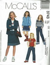 McCall's Sewing Pattern 3743 Shirt Top Pants Skirt Girls Size 12-16 - £7.01 GBP