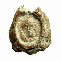 Roman Empire Seal Uniface Clay Terracotta Bulla AE12x14mm Herakles 03823 - £39.44 GBP