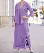 Mother of Bride Groom Women's beaded jacket dress Wedding formal gown size12P MP - €135,43 EUR