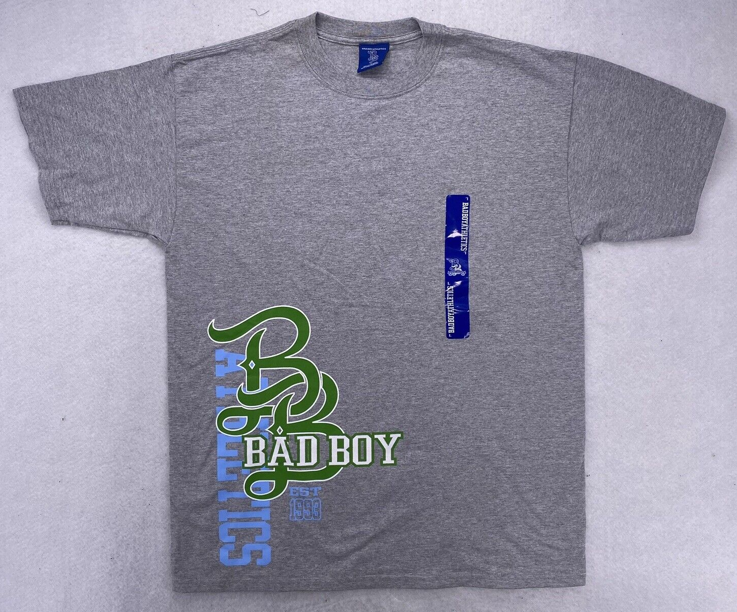 Primary image for Bad Boy Tee Shirt Men's Size Large 1990's Athletics Gray Graphic USA Made T