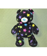 BUILD A BEAR 16&quot; BLACK TEDDY BEAR NEON STARS PLUSH STUFFED ANIMAL BLUE E... - £9.97 GBP