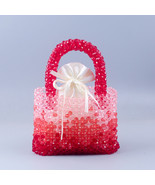 Custom Handmade Beaded Woven Bag Crystal Bead Handbag Red Small Square Bag - £46.57 GBP