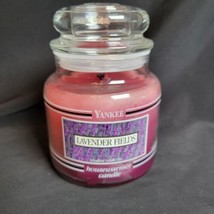 Yankee Candle Housewarmer Lavender Fields Black Band Used 14.5 Ounce Jar - £15.92 GBP