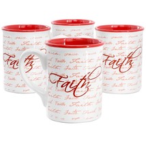 Gibson Home Inspirational Words Faith 4 Piece 16 Ounce Stoneware Mug Set in Red - $1,017.98 MXN