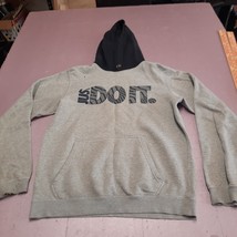 Nike Hoodie Adult Medium Gray Just Do It Sweater Sweatshirt Pullover Swoosh - $17.05