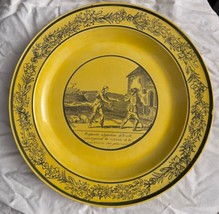 Antique French Ironstone Two People Plate Canary Yellow CHOISY LE ROI 1800s - £55.76 GBP