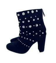 Badgley Mischka Kurt Embellished Suede Bootie Black Studded 8 New $495 SH06 - $119.00