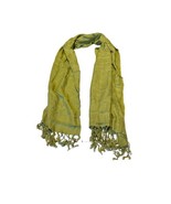Long Fringed Women’s Green 100% Viscose Fine Shawl Scarf Head Covering 2... - £17.12 GBP